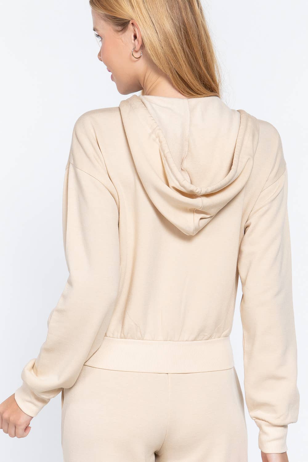French Terry with Inner Fleece Jacket Hoodie: Natural