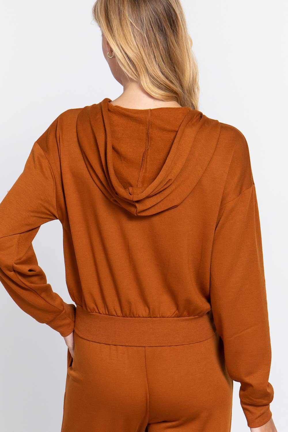 French Terry with Inner Fleece Jacket Hoodie: Natural