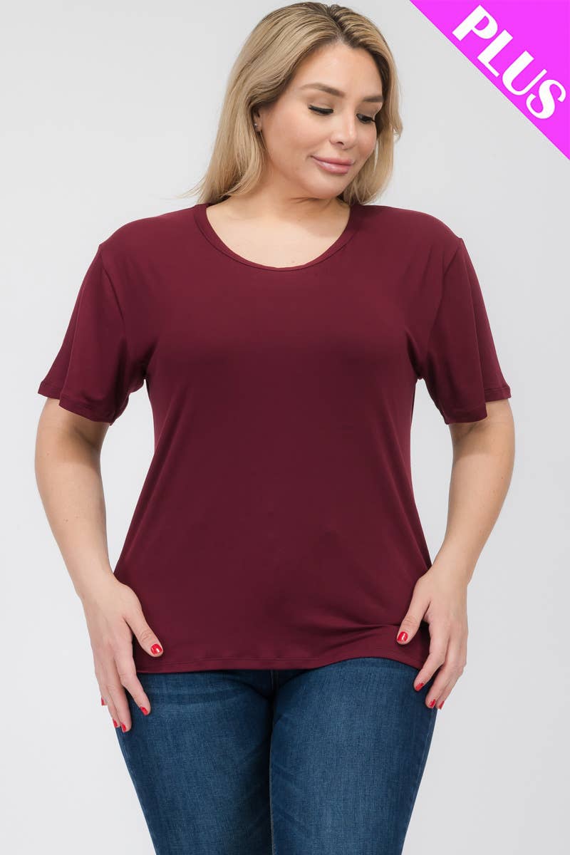Plus Size Basic Short Sleeve Tee: Flamingo