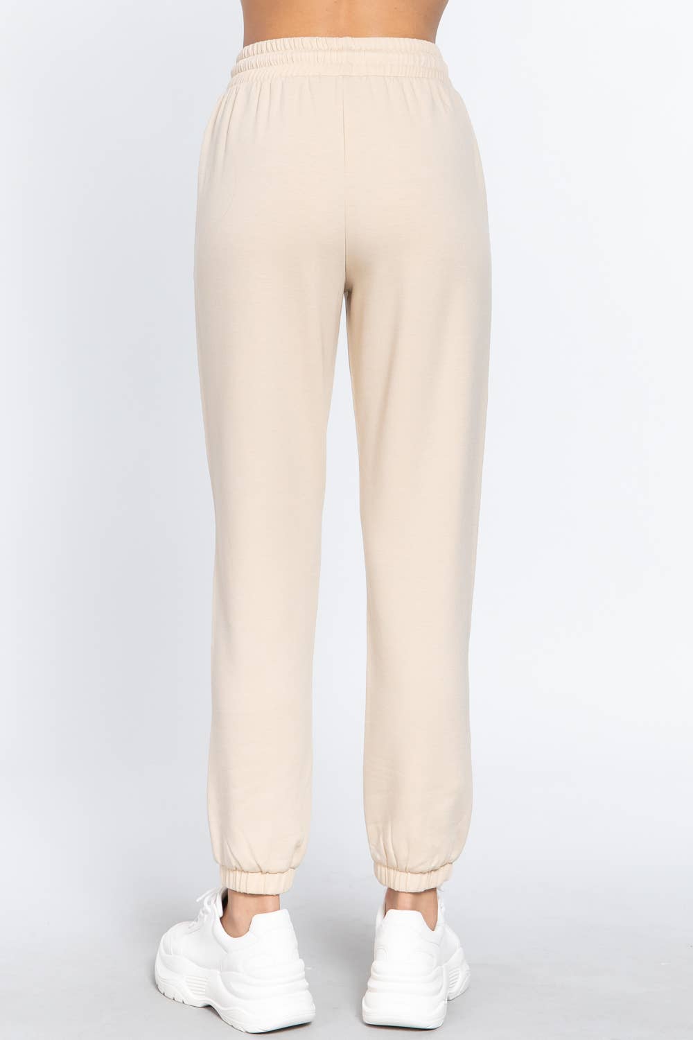 French Terry Fleece Long Jogger Pants: Natural