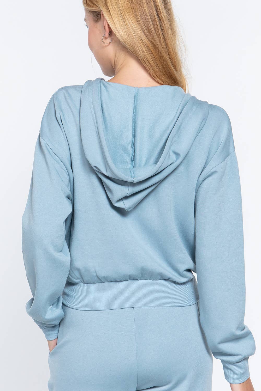 French Terry with Inner Fleece Jacket Hoodie: Natural