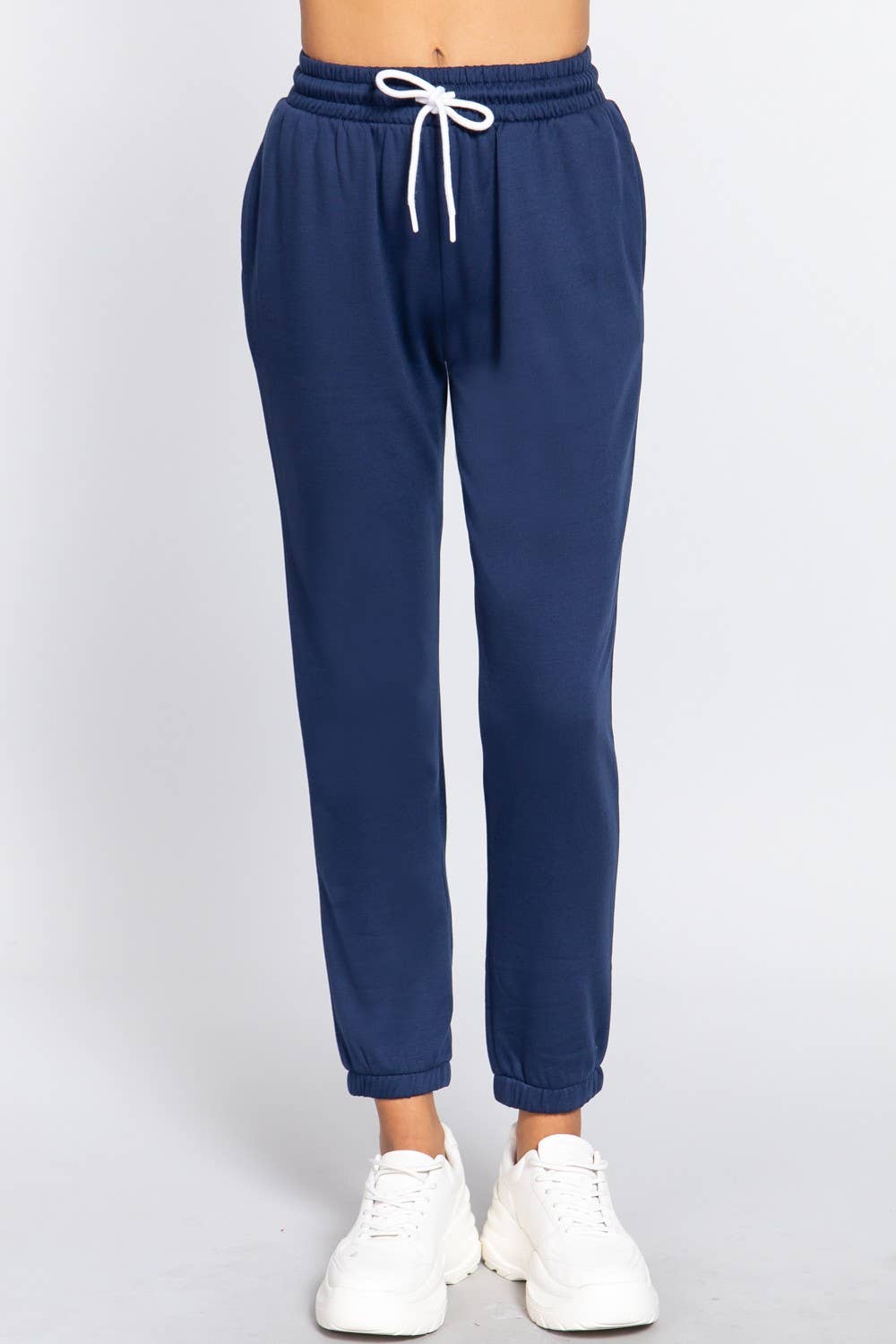 French Terry Fleece Long Jogger Pants: Natural