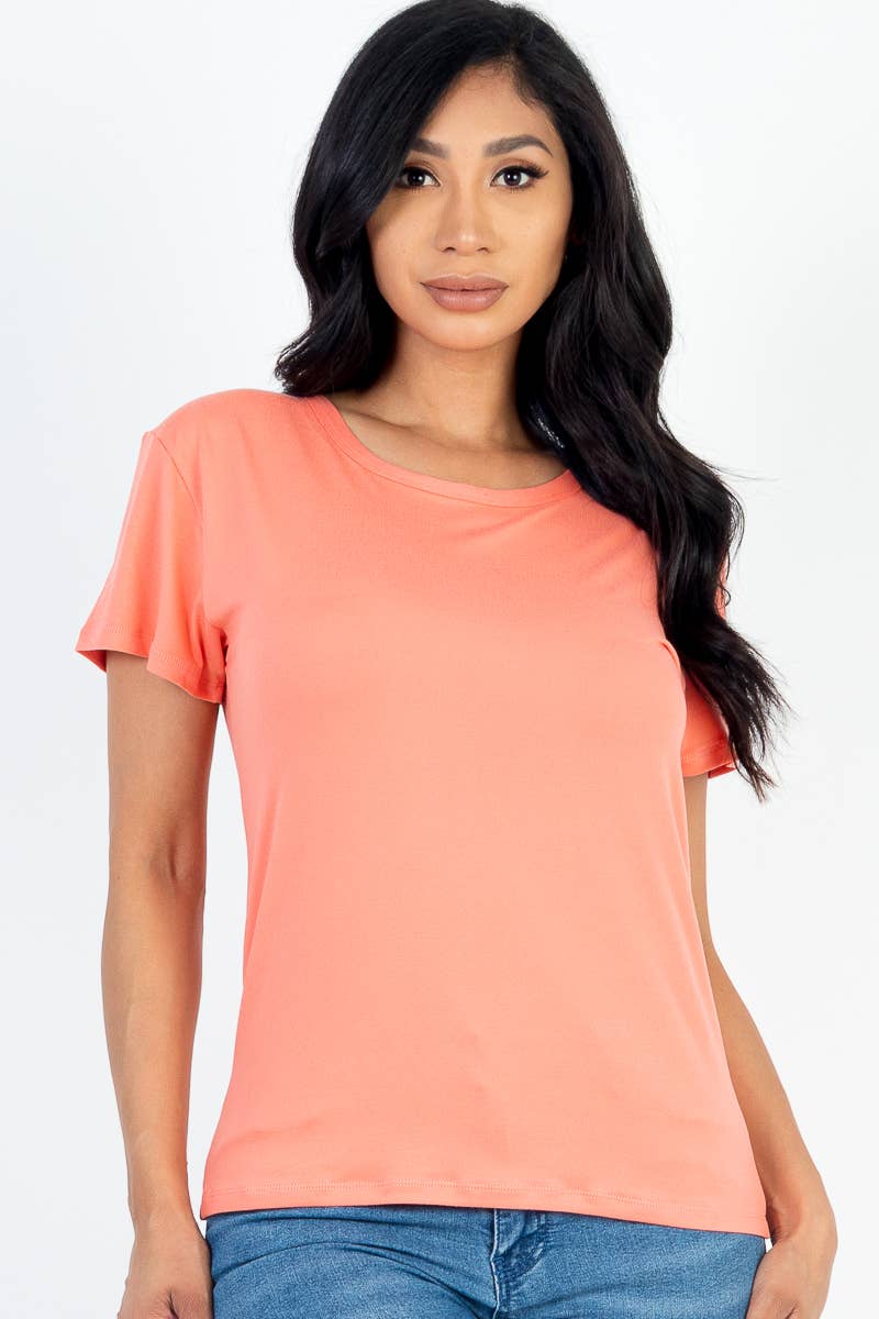 Basic Short Sleeve Tee: Flamingo