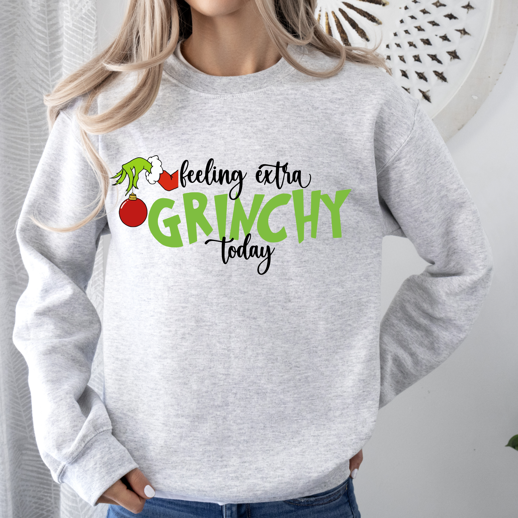 FEELING EXTRA GRINCHY TODAY: ASH GREY / SWEATSHIRT / XL