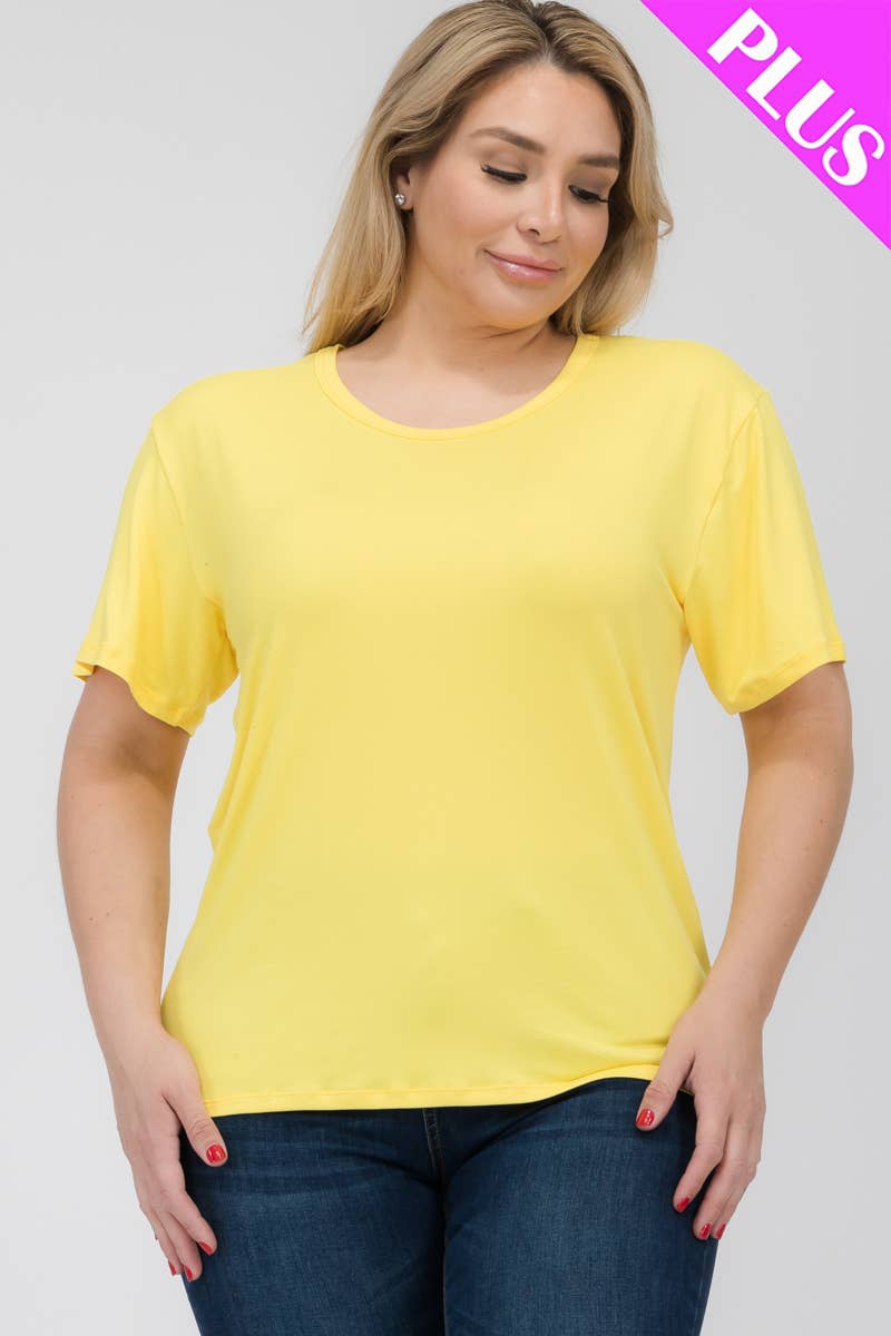 Plus Size Basic Short Sleeve Tee: Flamingo