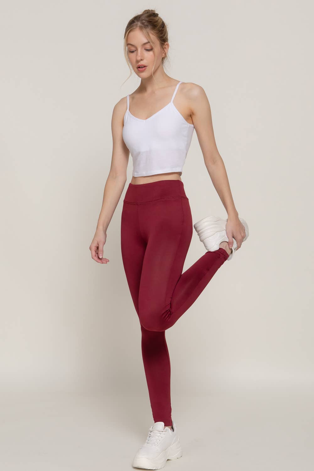 Workout Ankle Length Leggings: Light Khaki