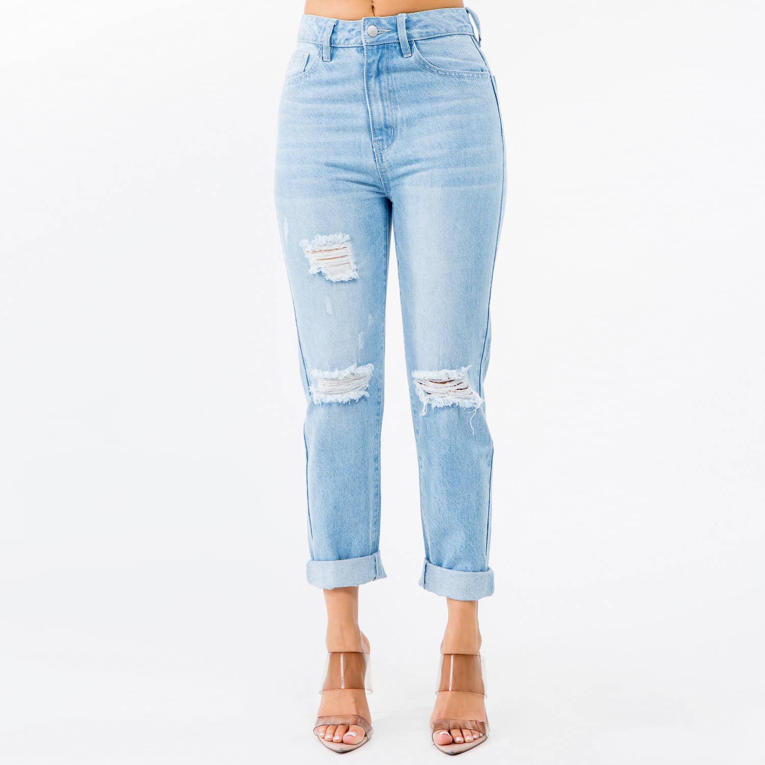 American Bazi High Waist Distressed Mom Jean
