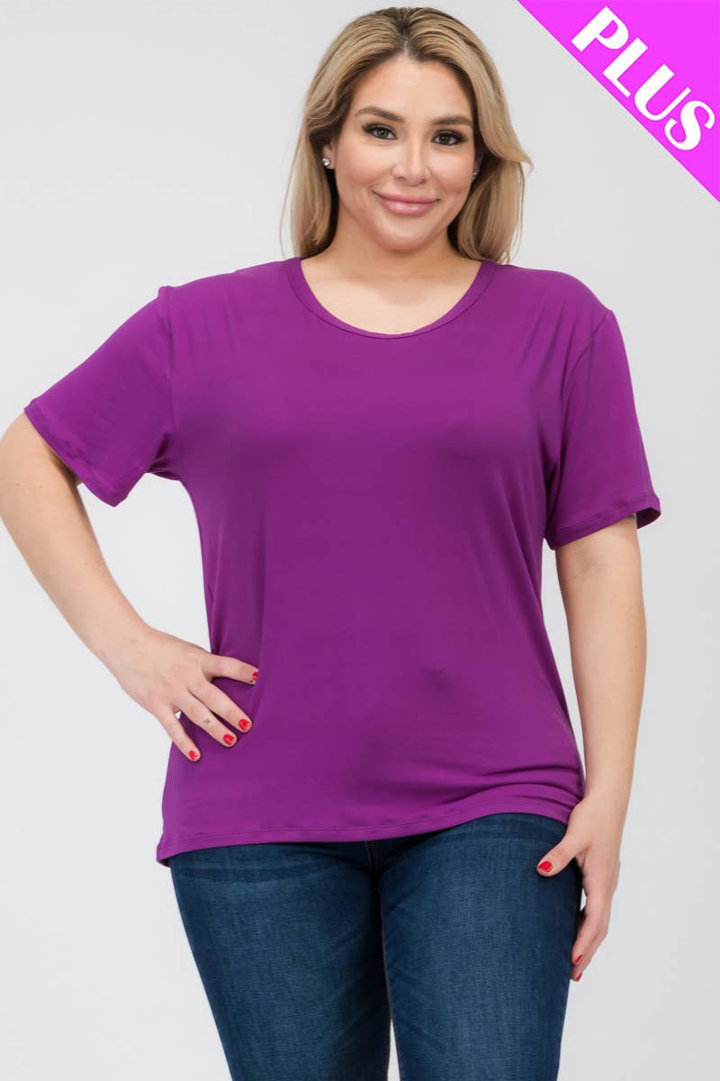 Plus Size Basic Short Sleeve Tee: Flamingo