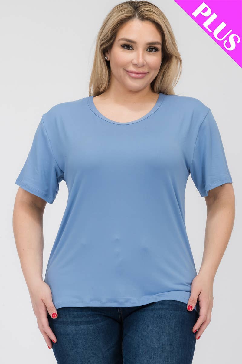 Plus Size Basic Short Sleeve Tee: Flamingo