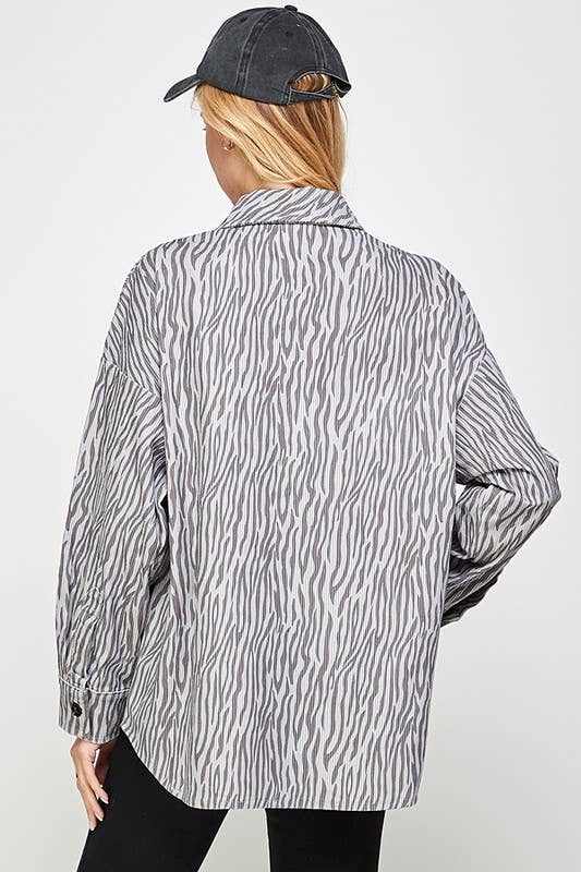 Oversized Gray Zebra Shacket