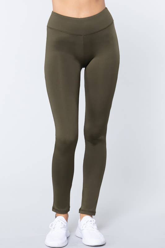 Workout Ankle Length Leggings: Light Khaki