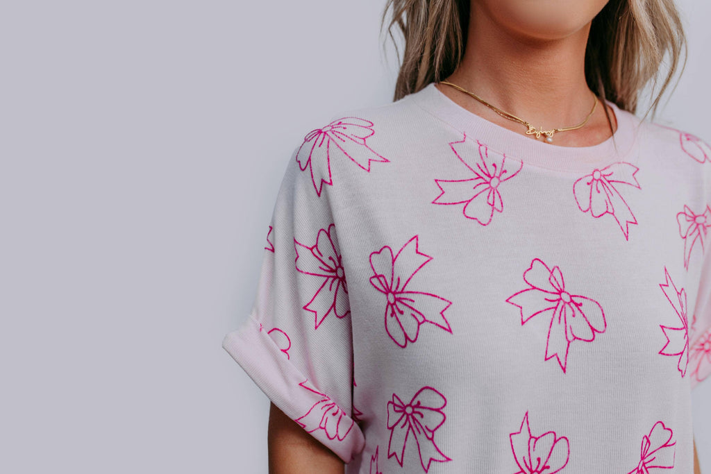 Oversized Bow Tee: Pink