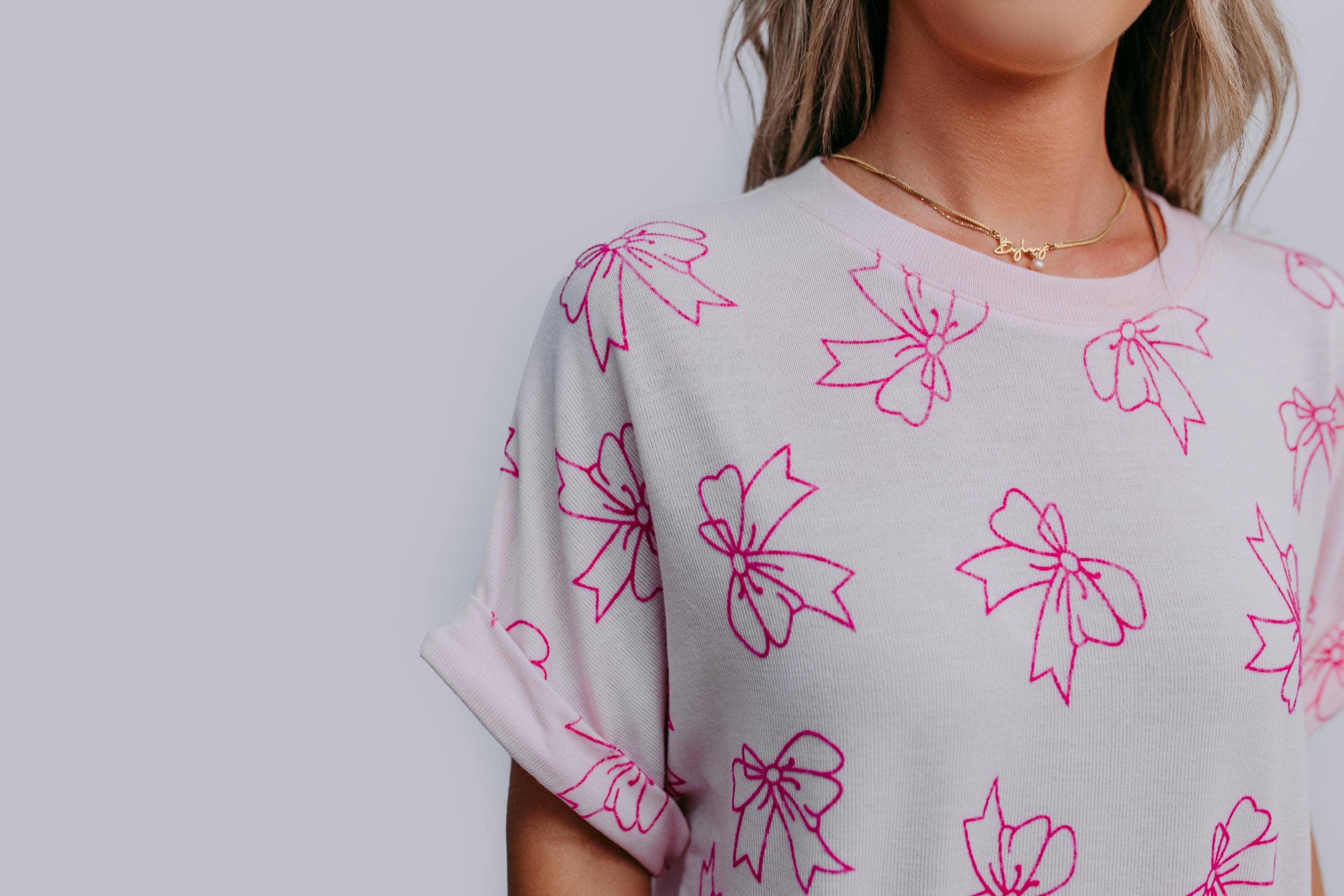 Oversized Bow Tee: Pink