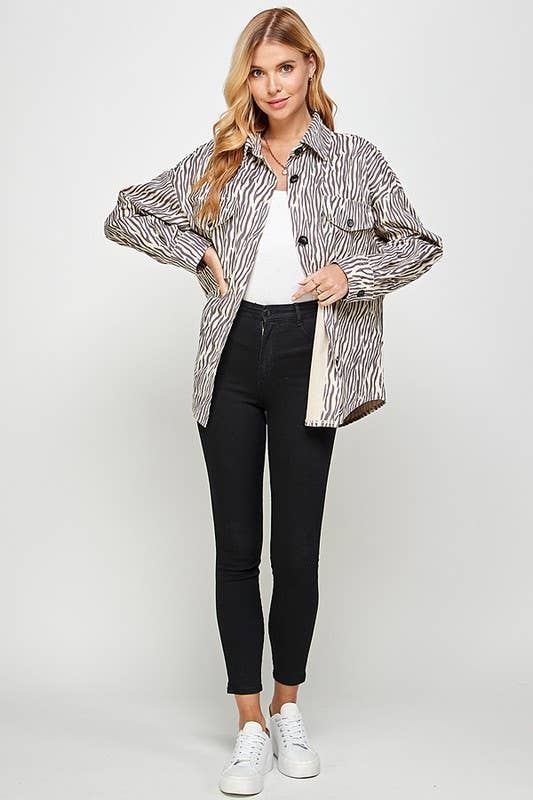 Oversized Gray Zebra Shacket
