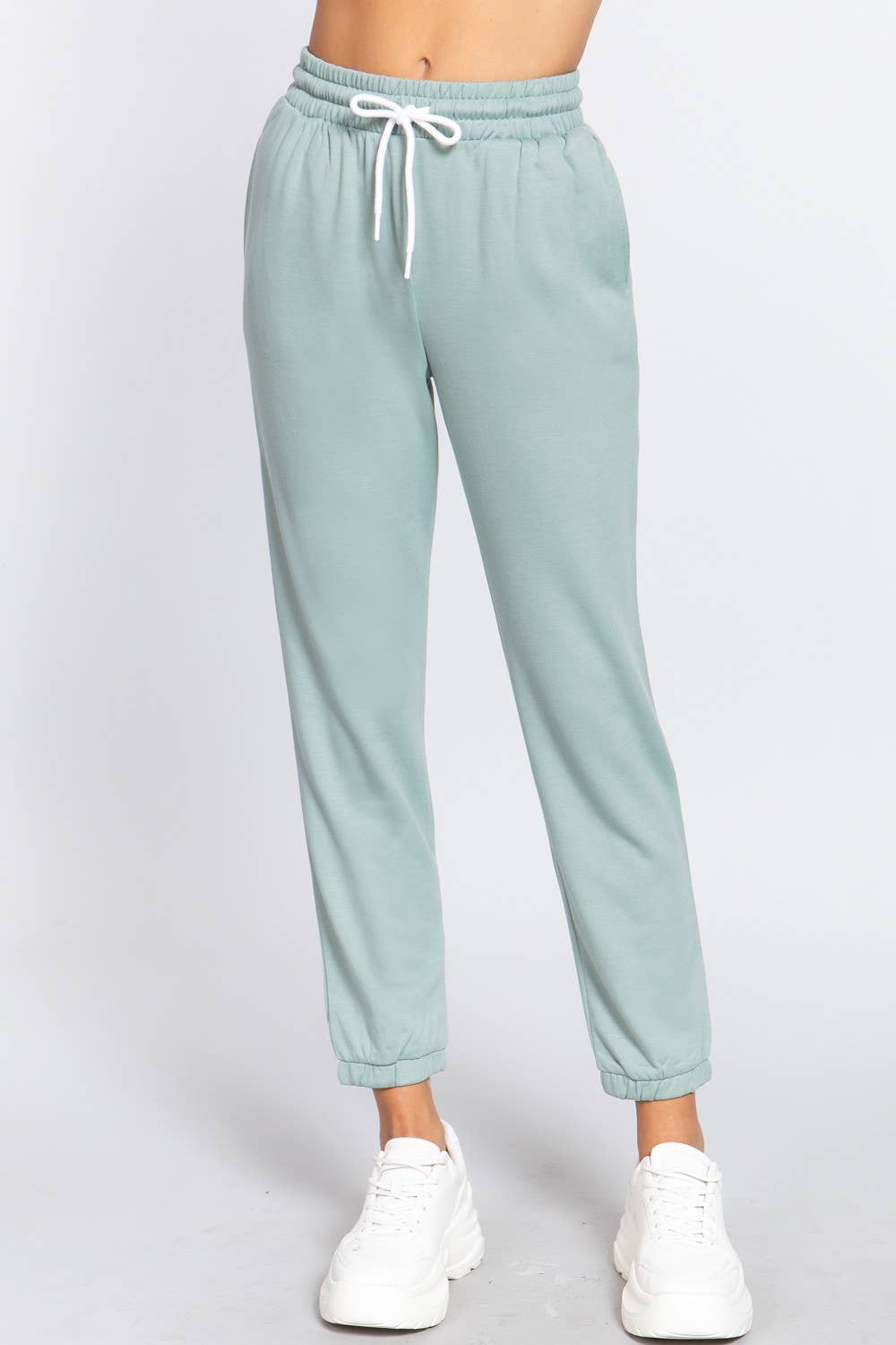French Terry Fleece Long Jogger Pants: Natural