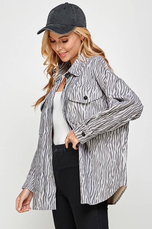 Oversized Gray Zebra Shacket