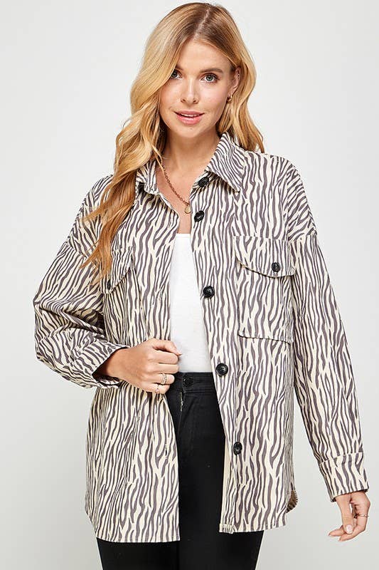 Oversized Gray Zebra Shacket