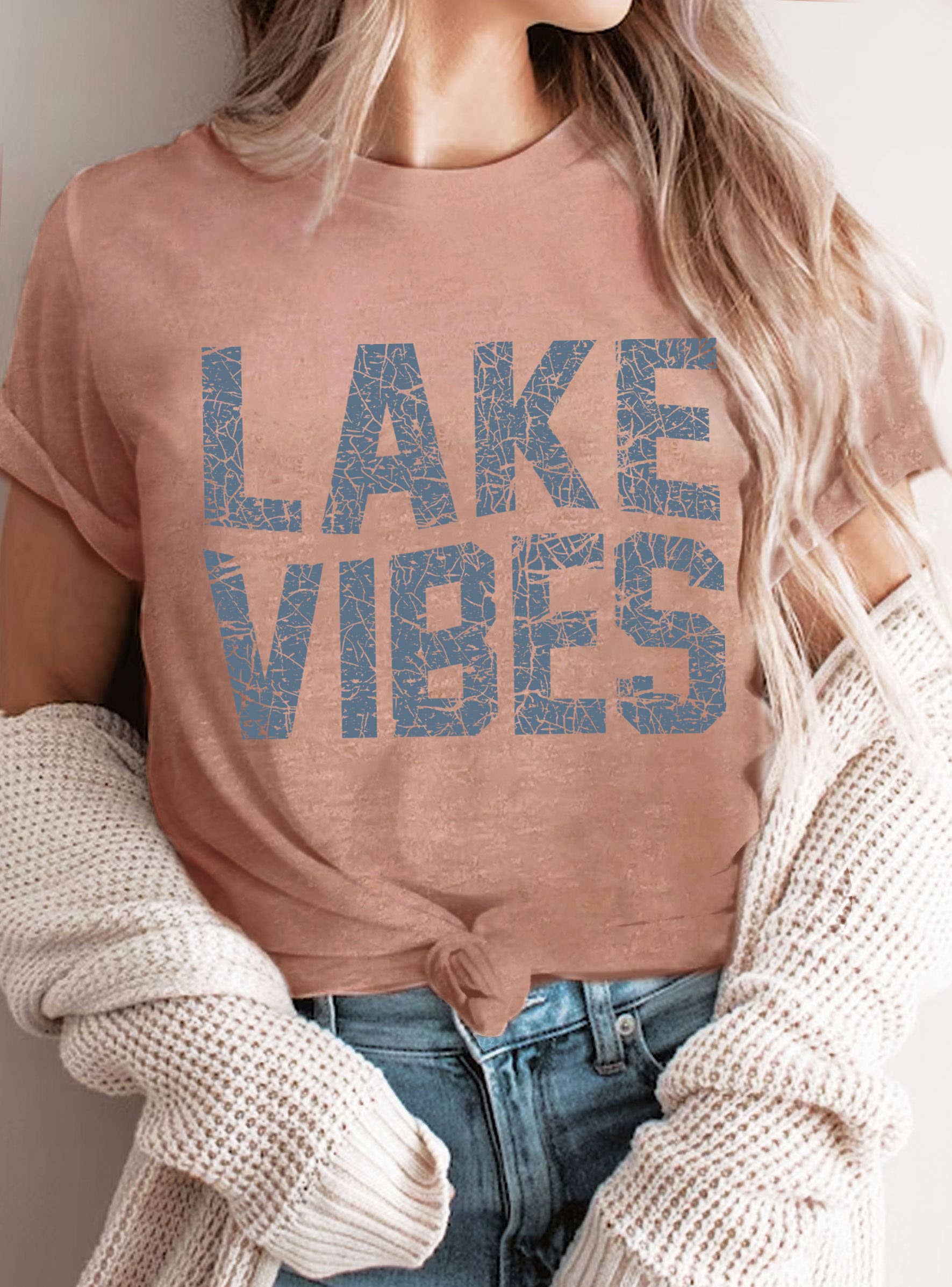 Lake Vibes Graphic Tee: Natural