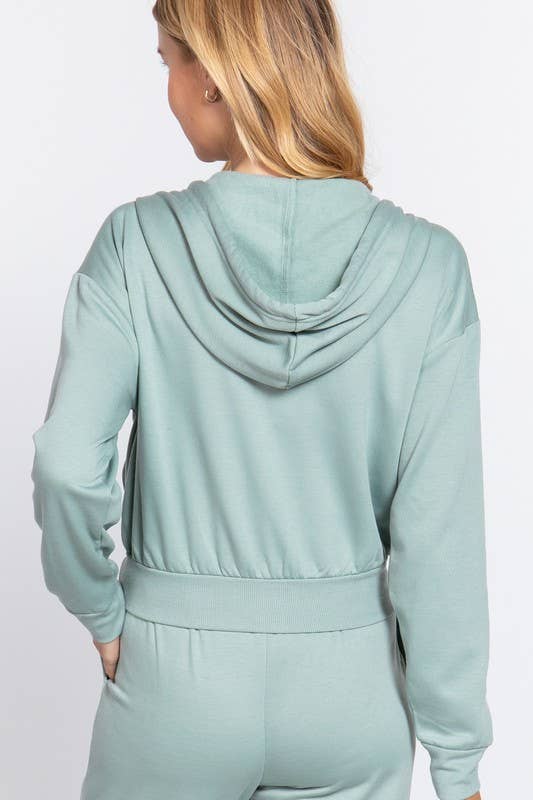 French Terry with Inner Fleece Jacket Hoodie: Natural