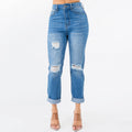 American Bazi High Waist Distressed Mom Jean