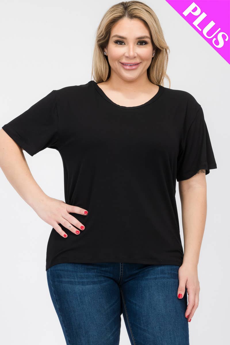 Plus Size Basic Short Sleeve Tee: Flamingo
