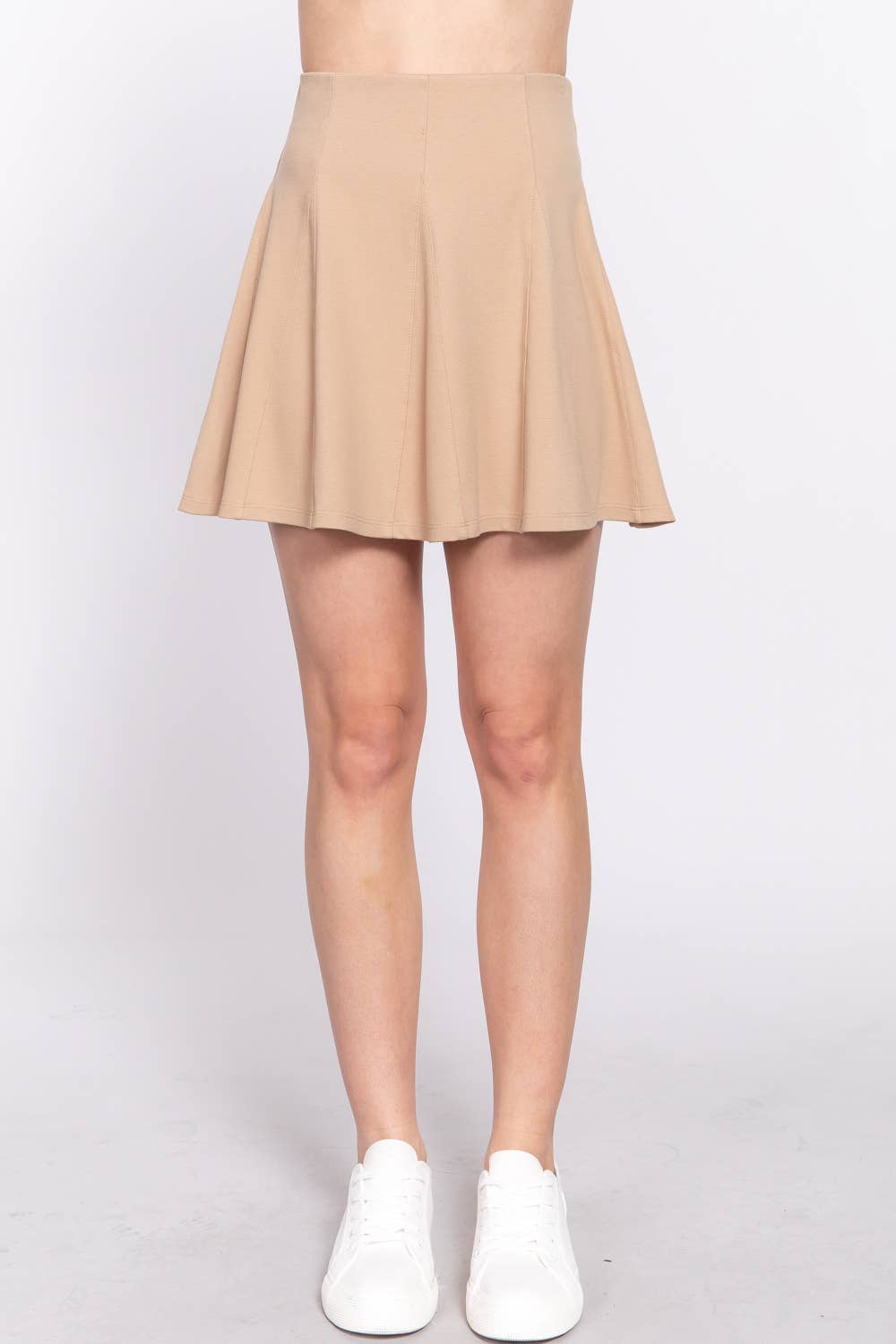 Ponte Mini Skater Skirt: Khaki