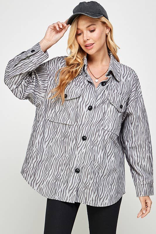 Oversized Gray Zebra Shacket
