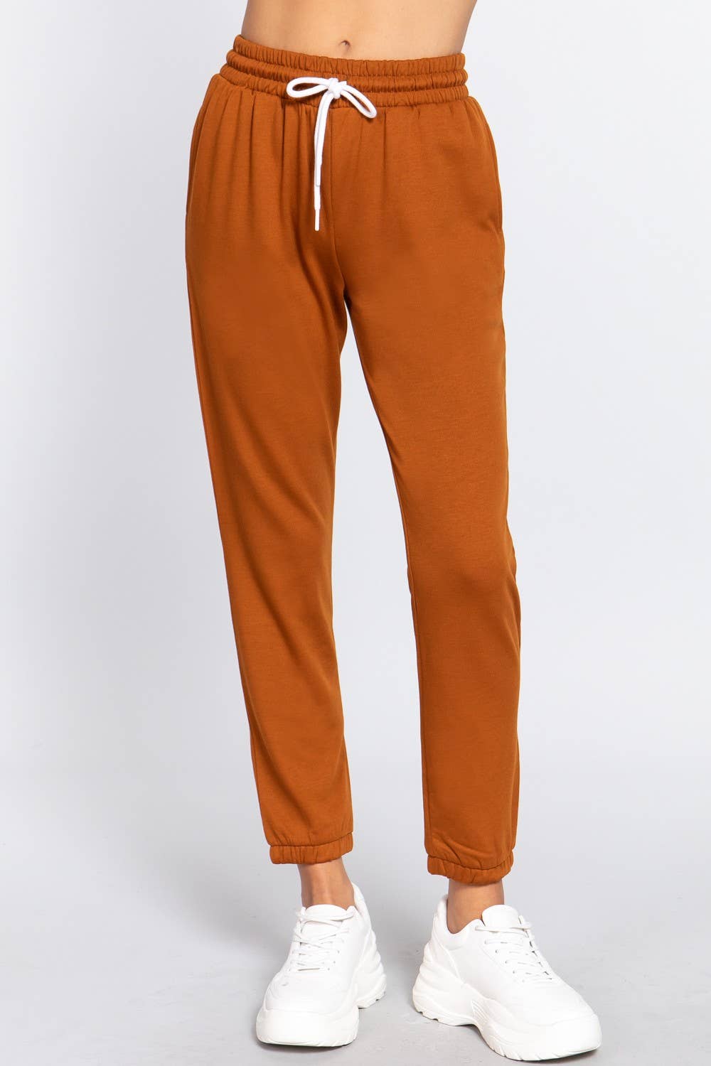 French Terry Fleece Long Jogger Pants: Natural