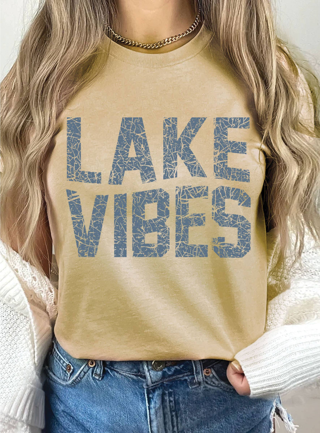 Lake Vibes Graphic Tee: Natural