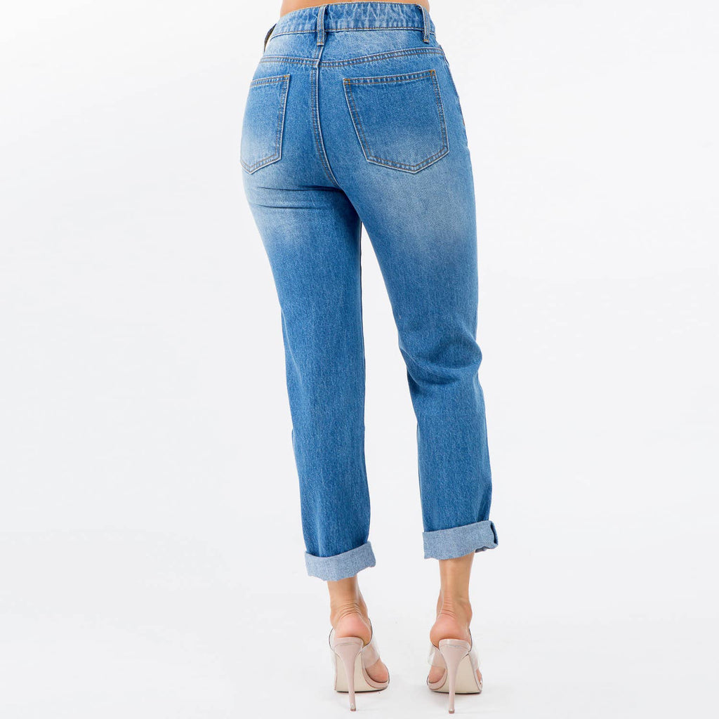 American Bazi High Waist Distressed Mom Jean