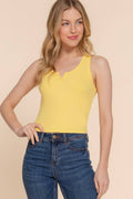 Scoop Neck Rayon Rib Tank: Yellow