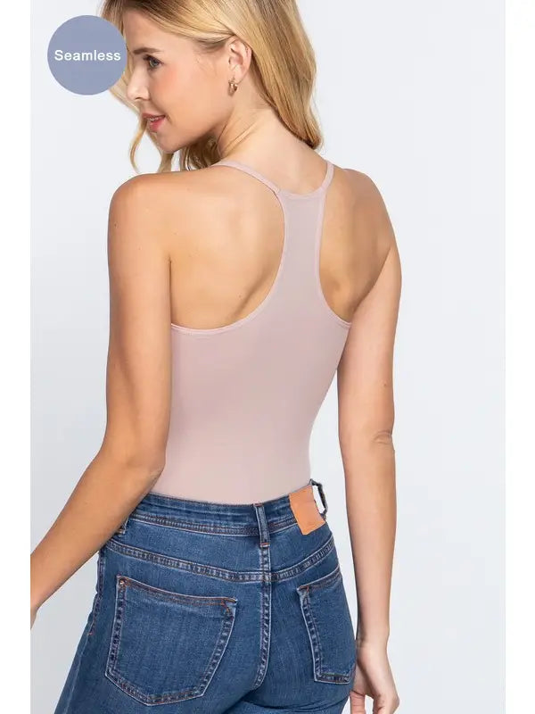 V-neck Seamless Cami Bodysuit: Toffee