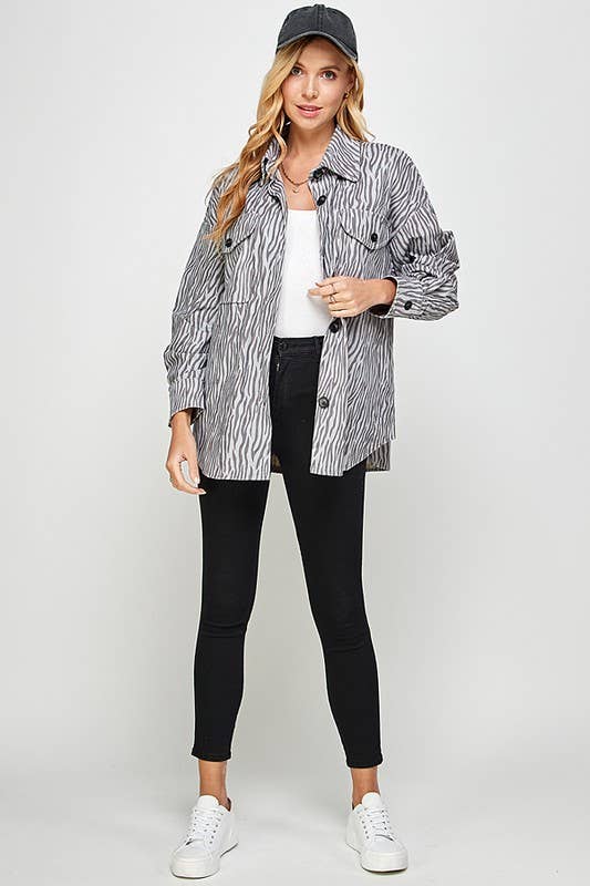 Oversized Gray Zebra Shacket
