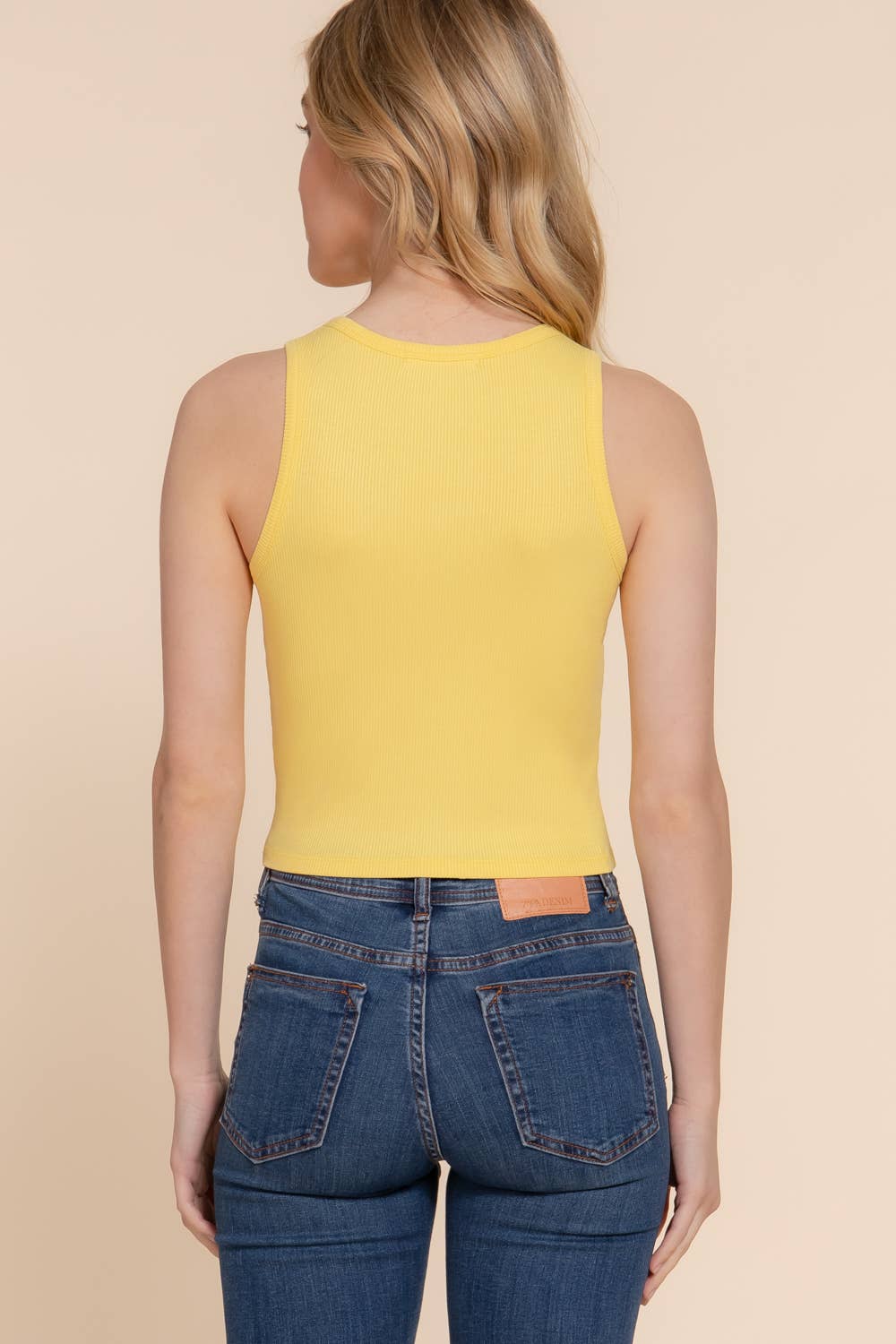 Scoop Neck Rayon Rib Tank: Yellow