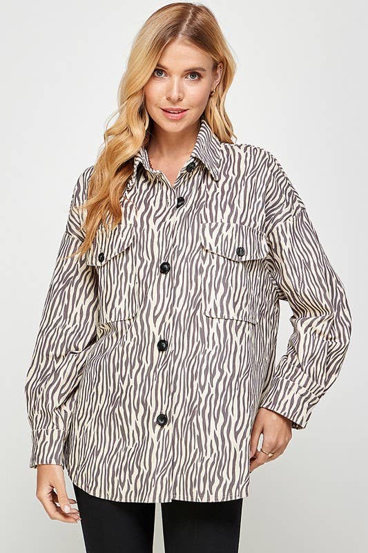 Oversized Gray Zebra Shacket