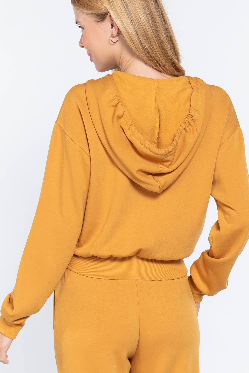 French Terry with Inner Fleece Jacket Hoodie: Natural