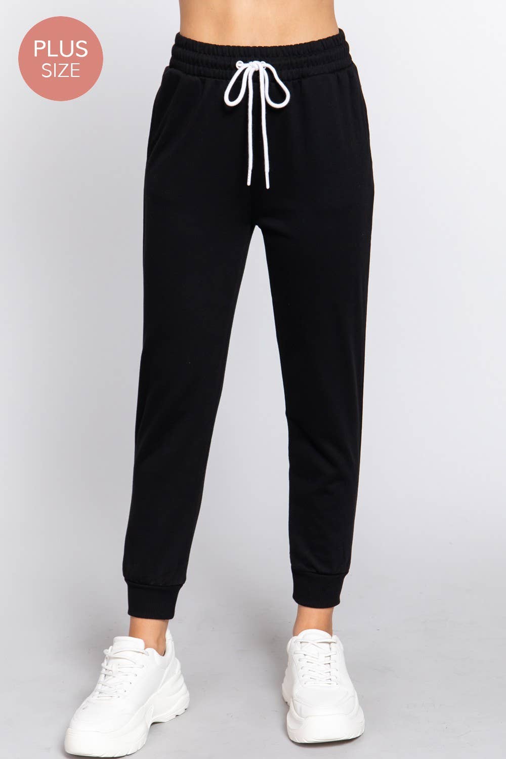 French Terry Fleece Long Jogger Pants: Natural