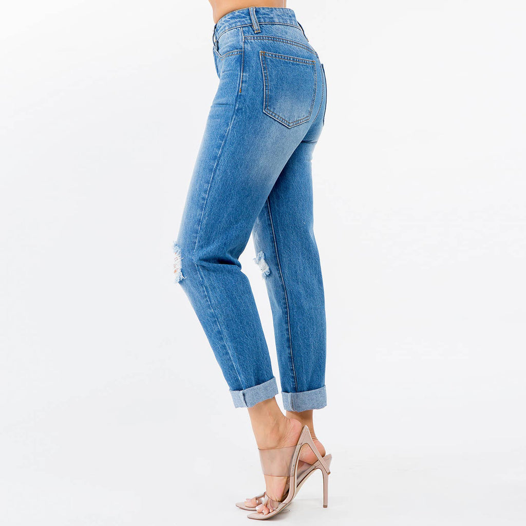 American Bazi High Waist Distressed Mom Jean