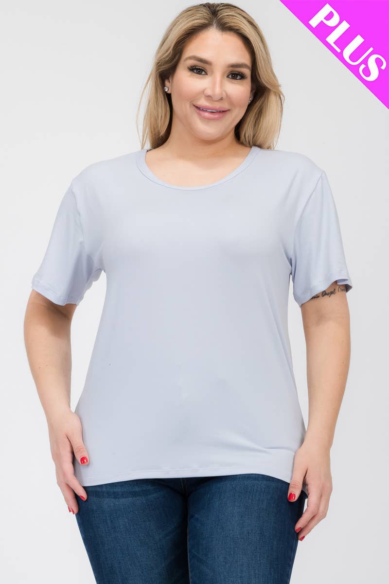 Plus Size Basic Short Sleeve Tee: Flamingo