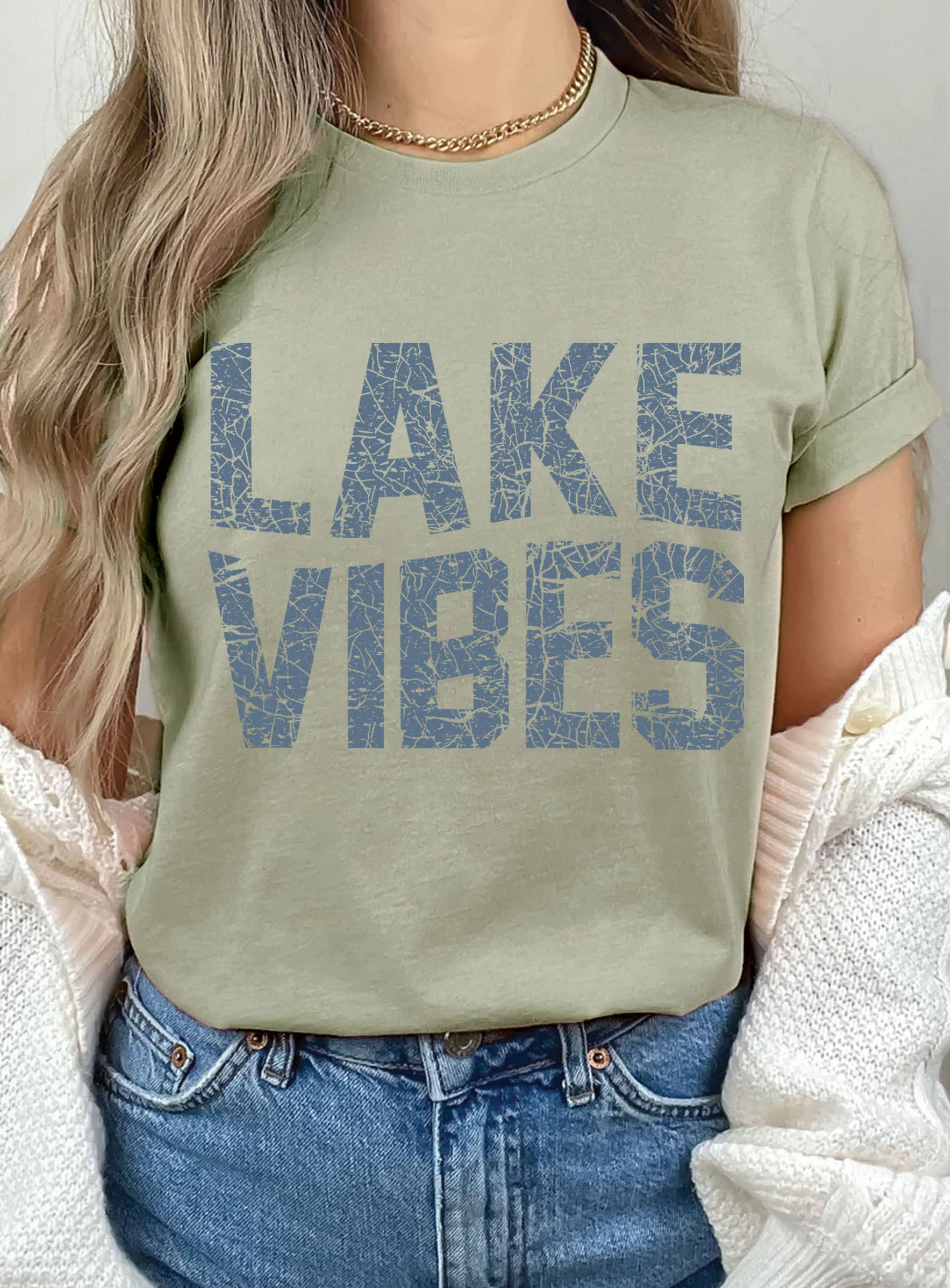 Lake Vibes Graphic Tee: Natural