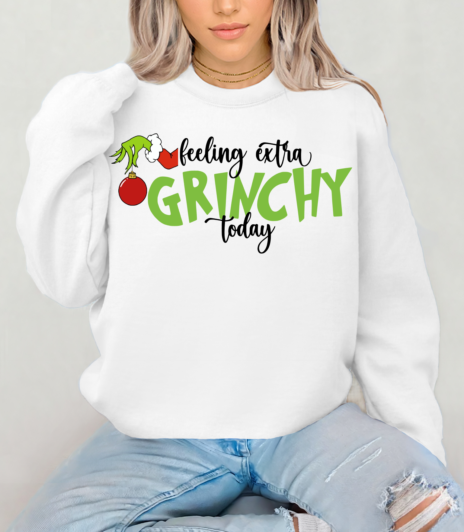 FEELING EXTRA GRINCHY TODAY: ASH GREY / SWEATSHIRT / L