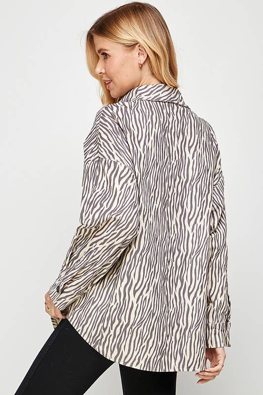 Oversized Gray Zebra Shacket